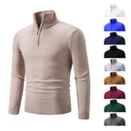 Herren eleganter Strickpullover mit Stehkragen und Reißverschluss R&B
