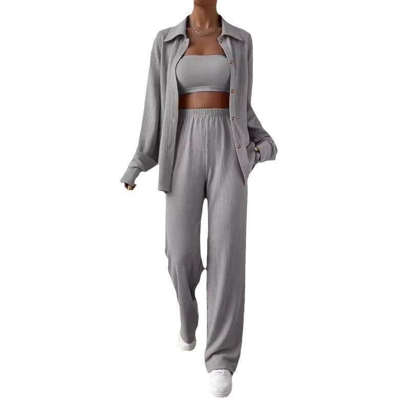Damen Zweiteiliges Lounge-Set mit Oberteil und weiter Hose R&B