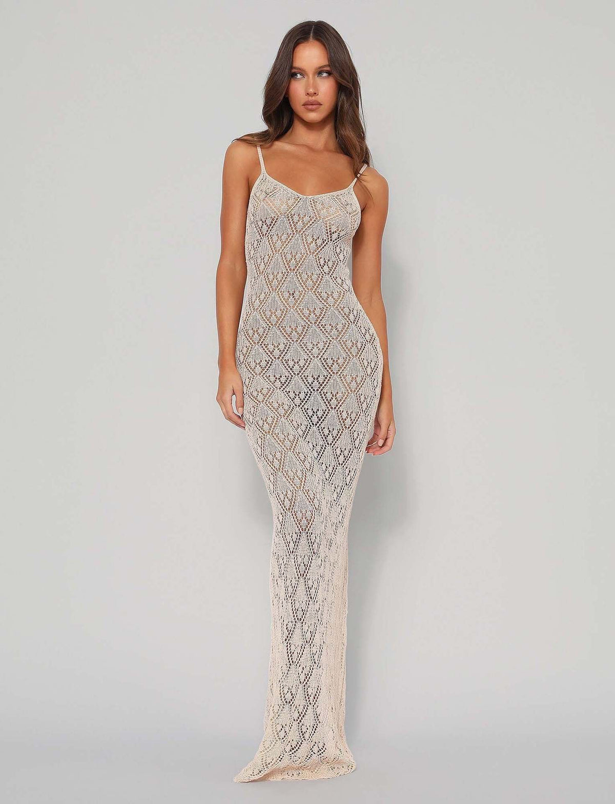 Damen lässiges Strickkleid mit seitlichem Schlitz und tiefem V-Ausschnitt R&B
