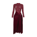 Damen Elegantes Maxi-Kleid mit Spitze und raffiniertem Taillengürtel R&B