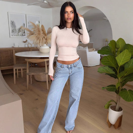 Damen Langarmshirt mit figurbetontem Schnitt und raffinierten Details R&B