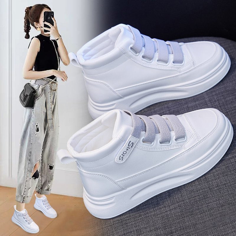 Damen Sportliche High-Top Sneakers mit verstellbaren Riemen R&B