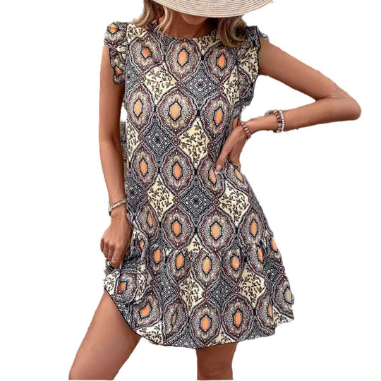 Damen kurzes Sommerkleid mit Rüschendetails R&B