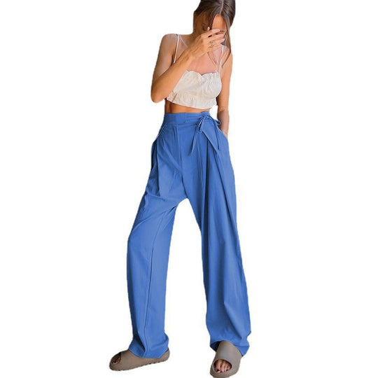 Damen Weitgeschnittene Chinohose mit seitlichem Bindegürtel R&B
