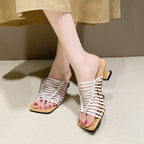 Damen Glänzende Mules mit geflochtenem Riemendesign und elegantem Absatz R&B