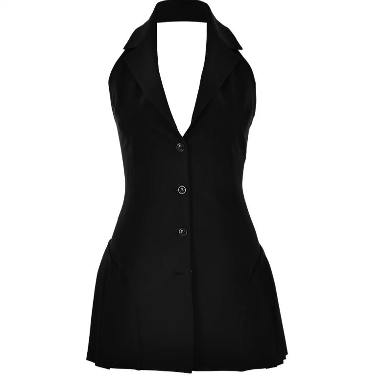 Damen Modisches Blazer-Kleid mit tiefem V-Ausschnitt und seitlichen Taschen R&B