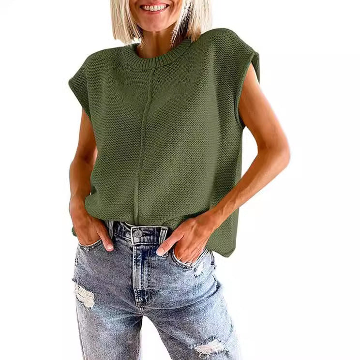 Damen lässiges Strickoberteil mit überschnittenen Schultern und strukturierter Textur R&B