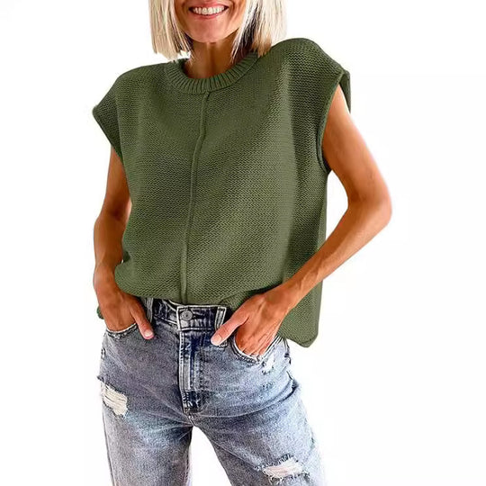 Damen lässiges Strickoberteil mit überschnittenen Schultern und strukturierter Textur R&B