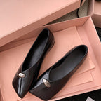 Damen Klassische Ballerinas mit modischem Knopf