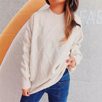 Damen Grobstrickpullover mit elegantem Rautenmuster und voluminösen Ärmeln R&B