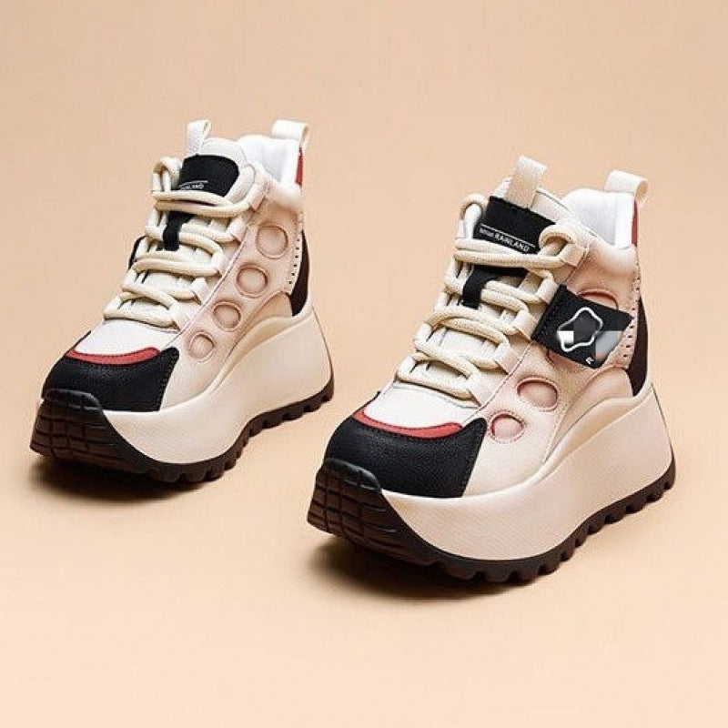 Damen Sportliche High-Top Sneakers mit Blockabsatz und einzigartigem Design R&B