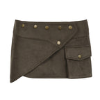 Damen modischer Kurzrock mit funktionalen Taschen und Knopfdetails R&B