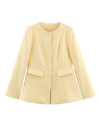 Damen eleganter Blazer mit modischem Schnitt und dekorativen Knopfdetails R&B