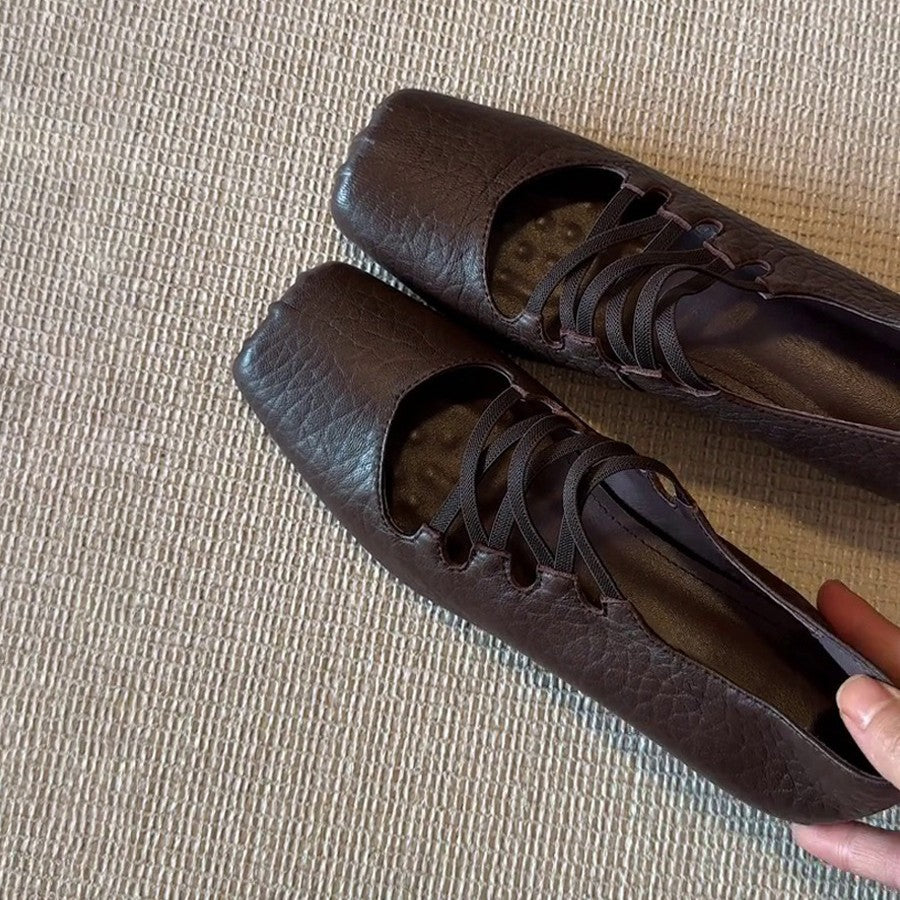 Damen Ballerina-Schuhe mit innovativer Riemenführung und weichem Leder R&B