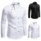 Herren modisches Hemd mit asymmetrischem Kragen und stilvollen Knopfdetails R&B