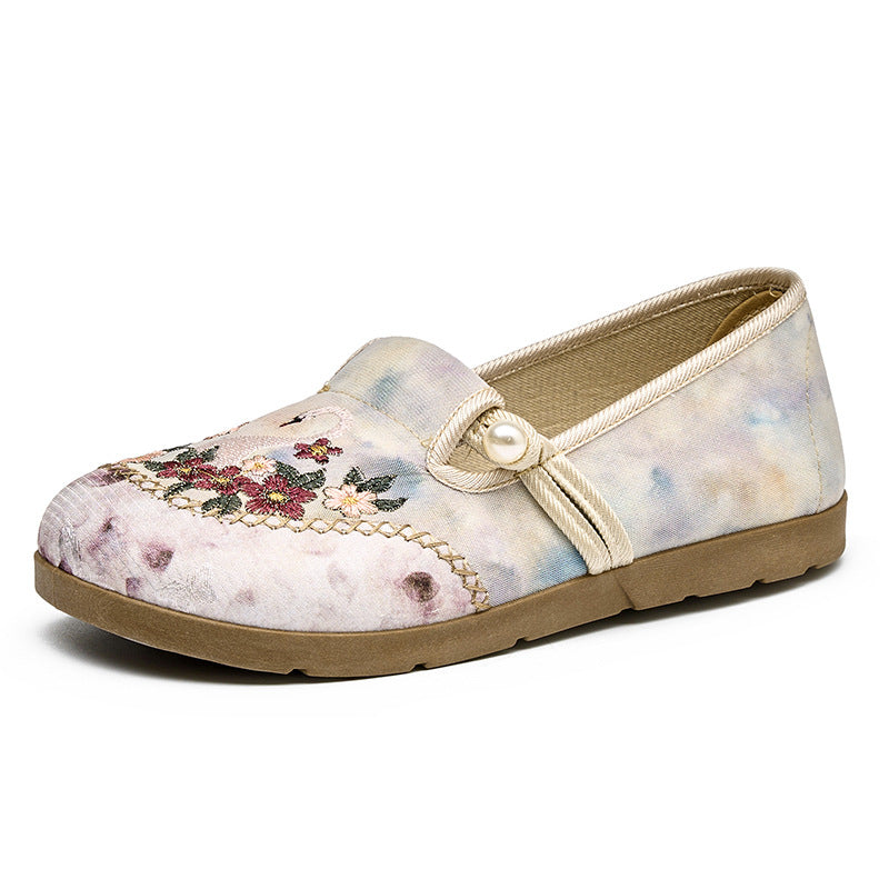 Damen Hausschläppchen mit floraler Stickerei und elegantem Riemen R&B