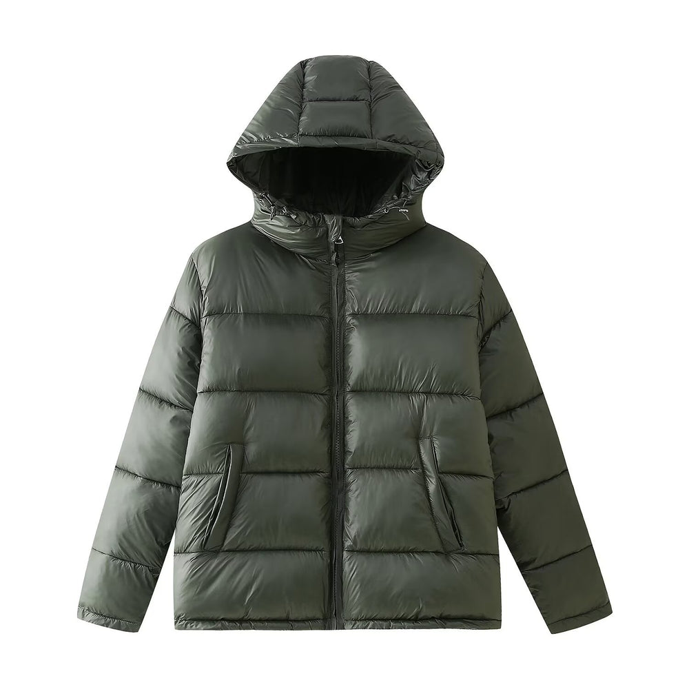 Damen funktionale Daunenjacke mit integrierter Kapuze und seitlichen Taschen R&B