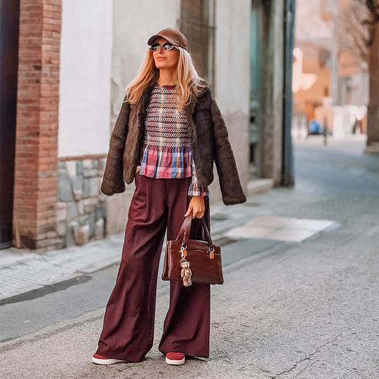 Damen modische Karottenhose mit hohem Bund und eleganten Falten R&B