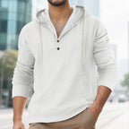 Herren Kapuzensweater mit Knopfleiste und praktischen Taschen R&B