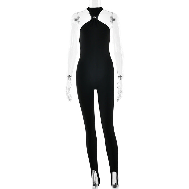 Damen Sportlicher Einteiler mit elegantem Kragen und dezenten Cut-Outs R&B