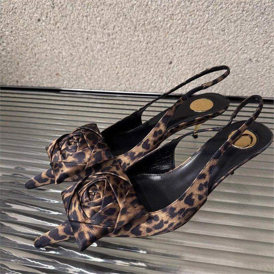 Damen elegante Slingback Pumps mit raffiniertem Blumendetail R&B