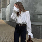 Damen Elegante Bluse mit voluminösen Ärmeln R&B