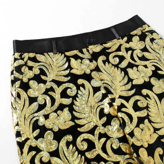 Herren Glitzernde Veranstaltungs-Hose mit floralem Muster R&B
