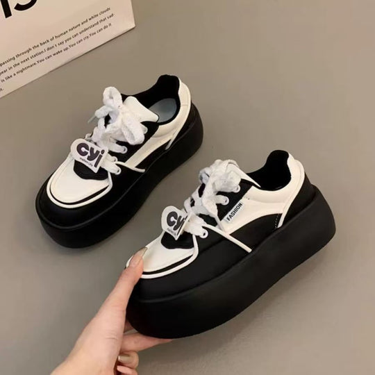 Damen modische Plateau Sneakers mit eleganten Ziernähten und dämpfender Sohle R&B