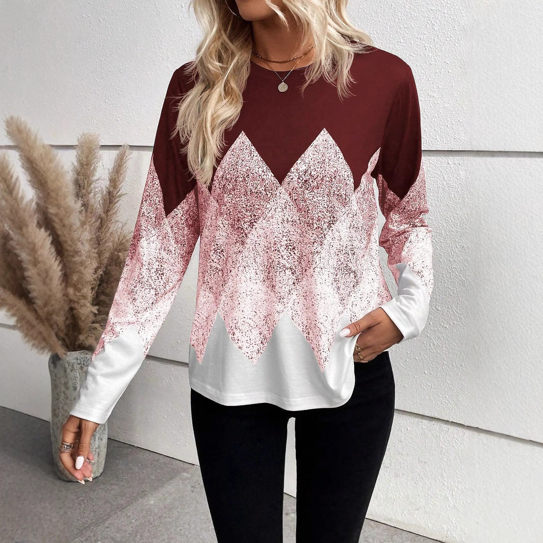 Damen Langarmshirt mit modernem geometrischem Muster R&B