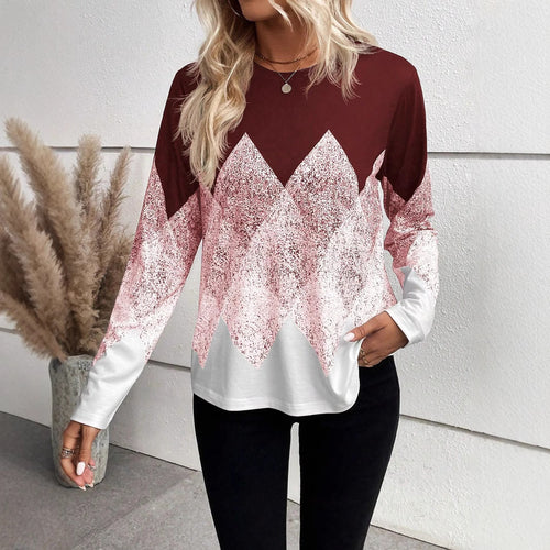 Damen Langarmshirt mit modernem geometrischem Muster R&B