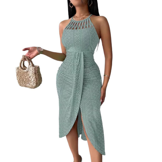 Damen Maxikleid mit raffiniertem Rippendesign und aufregendem Schlitz R&B