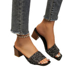 Damen Glamouröse Blockabsatz-Sandalen mit funkelnden Strass-Applikationen R&B