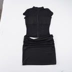 Damen figurbetontes Kleid mit innovativem Rüschen-Design und asymmetrischem Saum R&B