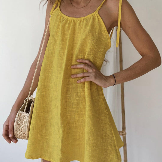 Damen leichtes Spaghettiträger Sommerkleid mit lockerer Passform R&B