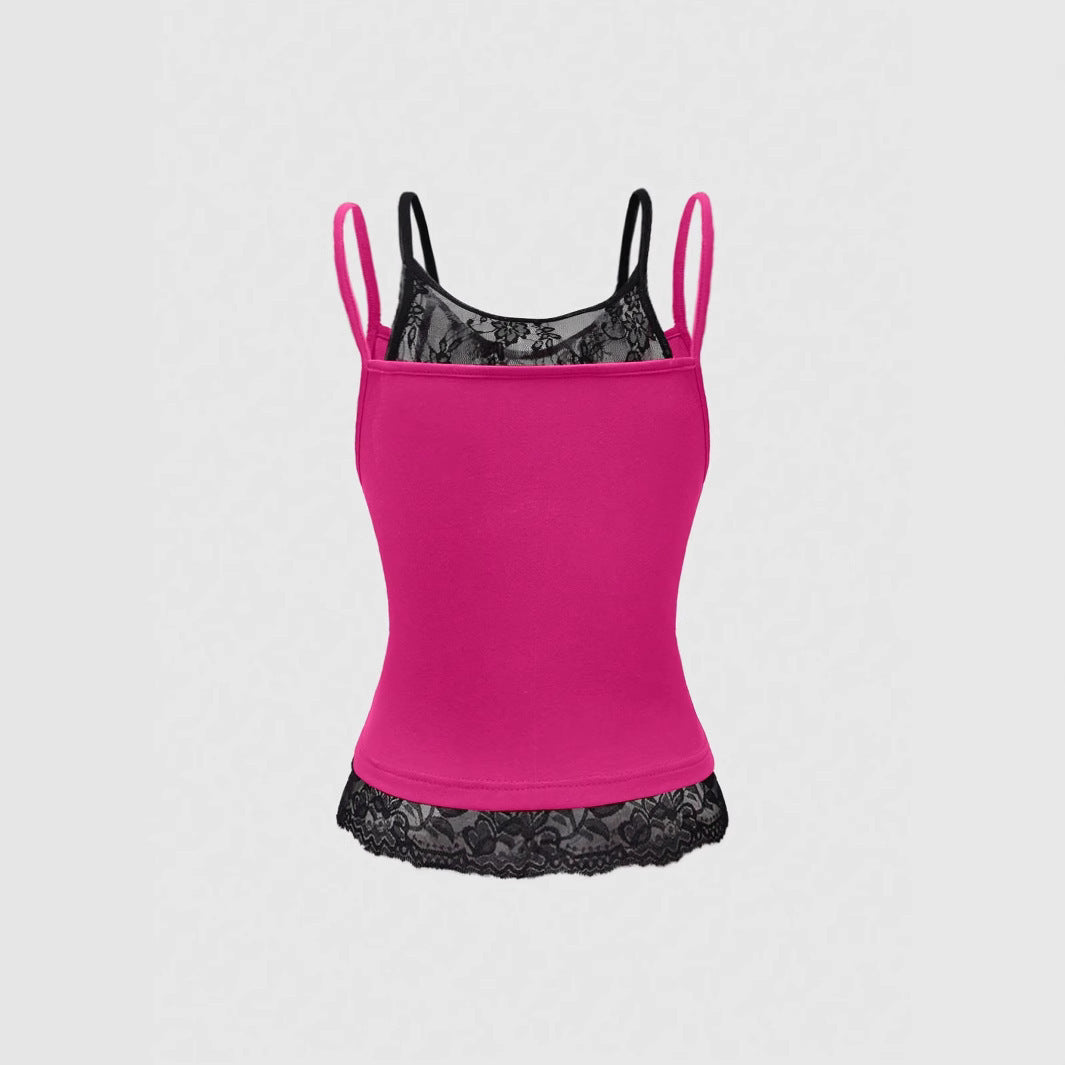 Damen Spitze Cami Top mit Grafischem Print R&B