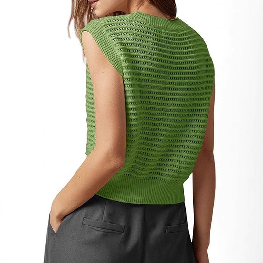 Damen Strickoberteil mit luftiger Struktur und weitem Kragen R&B