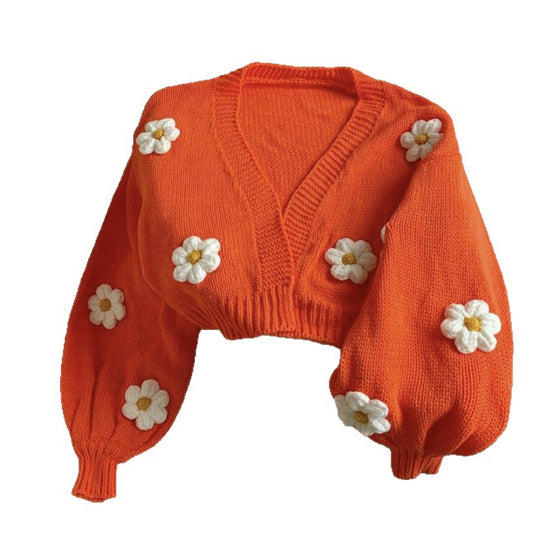 Damen Strickjacke mit floralen Applikationen und lockerer Passform R&B