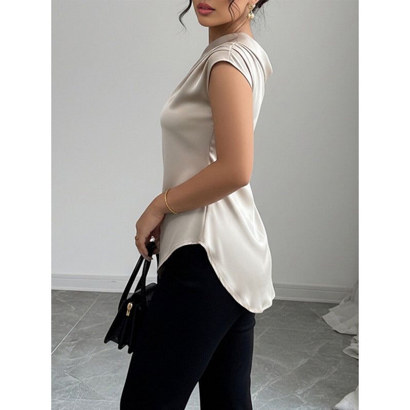 Damen charmantes asymmetrisches Oberteil mit Rüschendetails und einer Schulter R&B