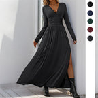 Damen Elegantes Maxikleid mit hochwertiger Spitzenverzierung und seitlichem Schlitz R&B