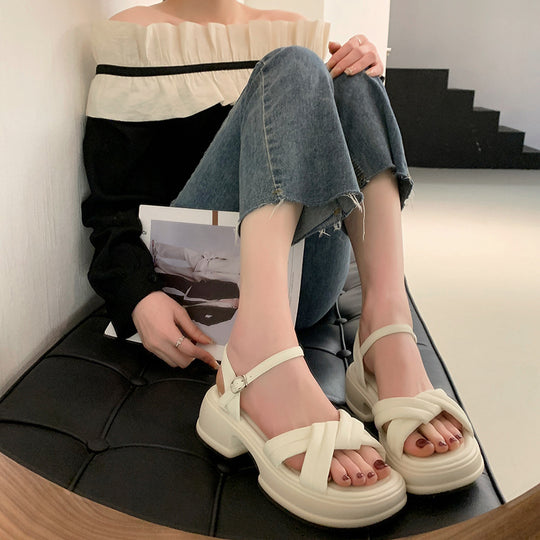 Damen Sandalen mit elegantem Kreuzriemen und komfortablem Blockabsatz R&B