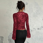 Damen Transparentes Spitzenoberteil mit floralem Design R&B