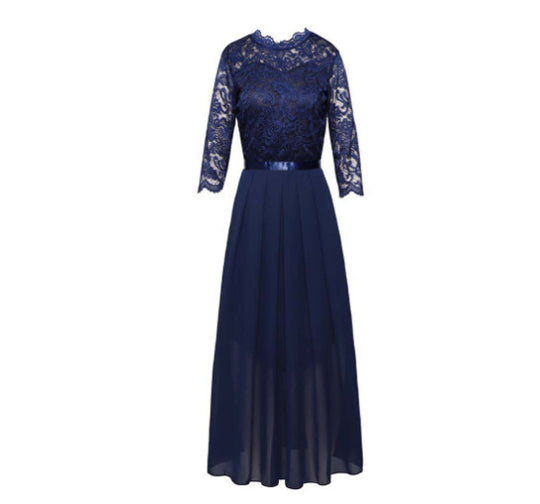 Damen Elegantes Maxikleid mit spitzen Ärmeln und feiner Chiffon-Optik R&B