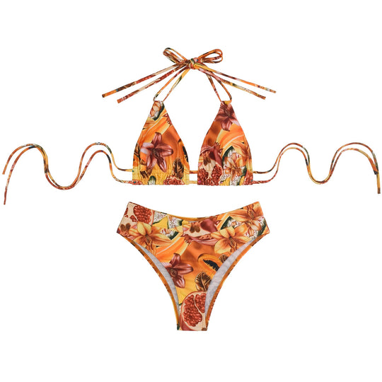 Damen Triangel-Bikini mit raffinierten Fruchtmotiven R&B
