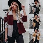 Damen trendige Teddyjacke mit modernem Patchwork-Design R&B