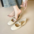 Damen Ballerinas mit doppeltem Riemchen und eleganter Schnallenverzierung