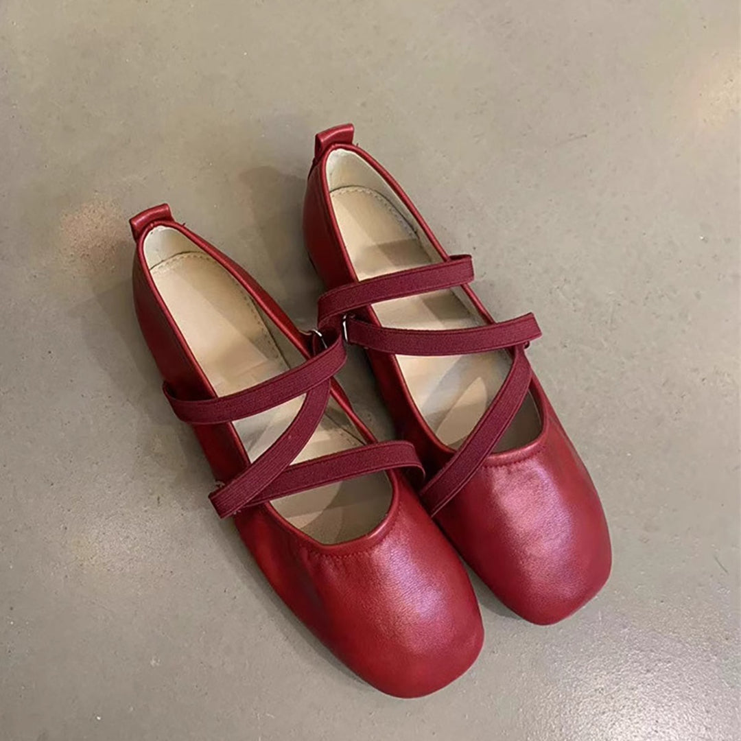 Damen Ballerinas mit modischem Riemen und komfortablem Fußbett R&B