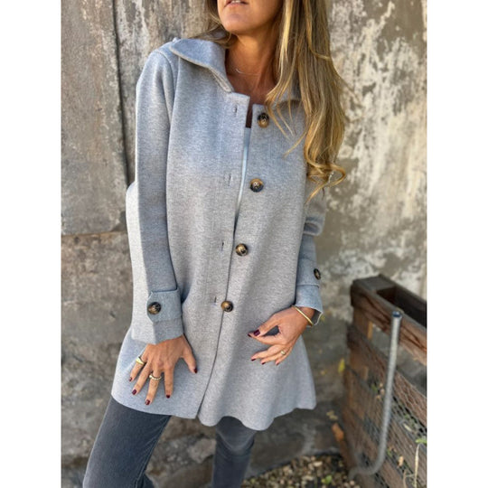Damen elegante Übergangsjacke mit schickem Kragen und dekorativen Knopfdetails R&B