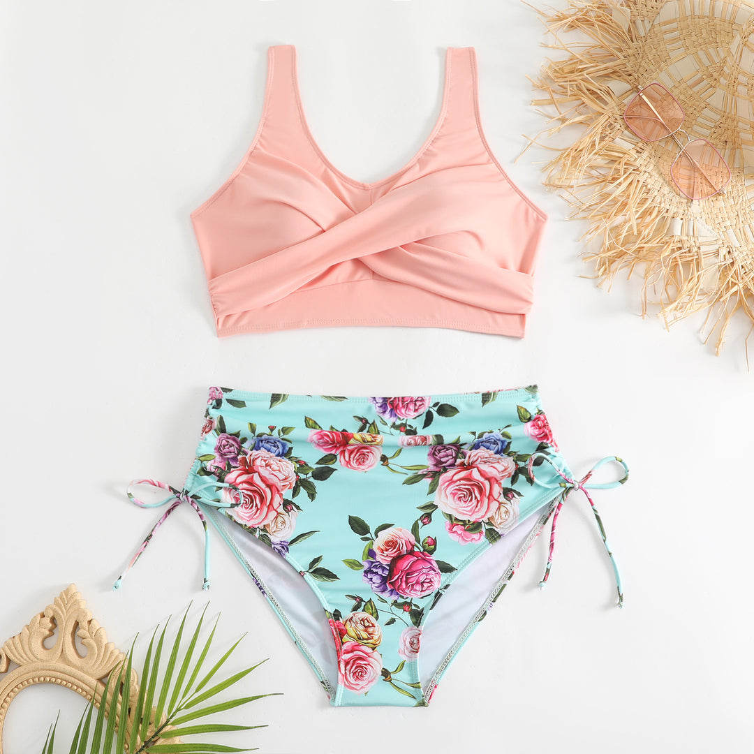 Damen Bikini-Set mit schickem Wickeloberteil und hoch taillierten Höschen R&B