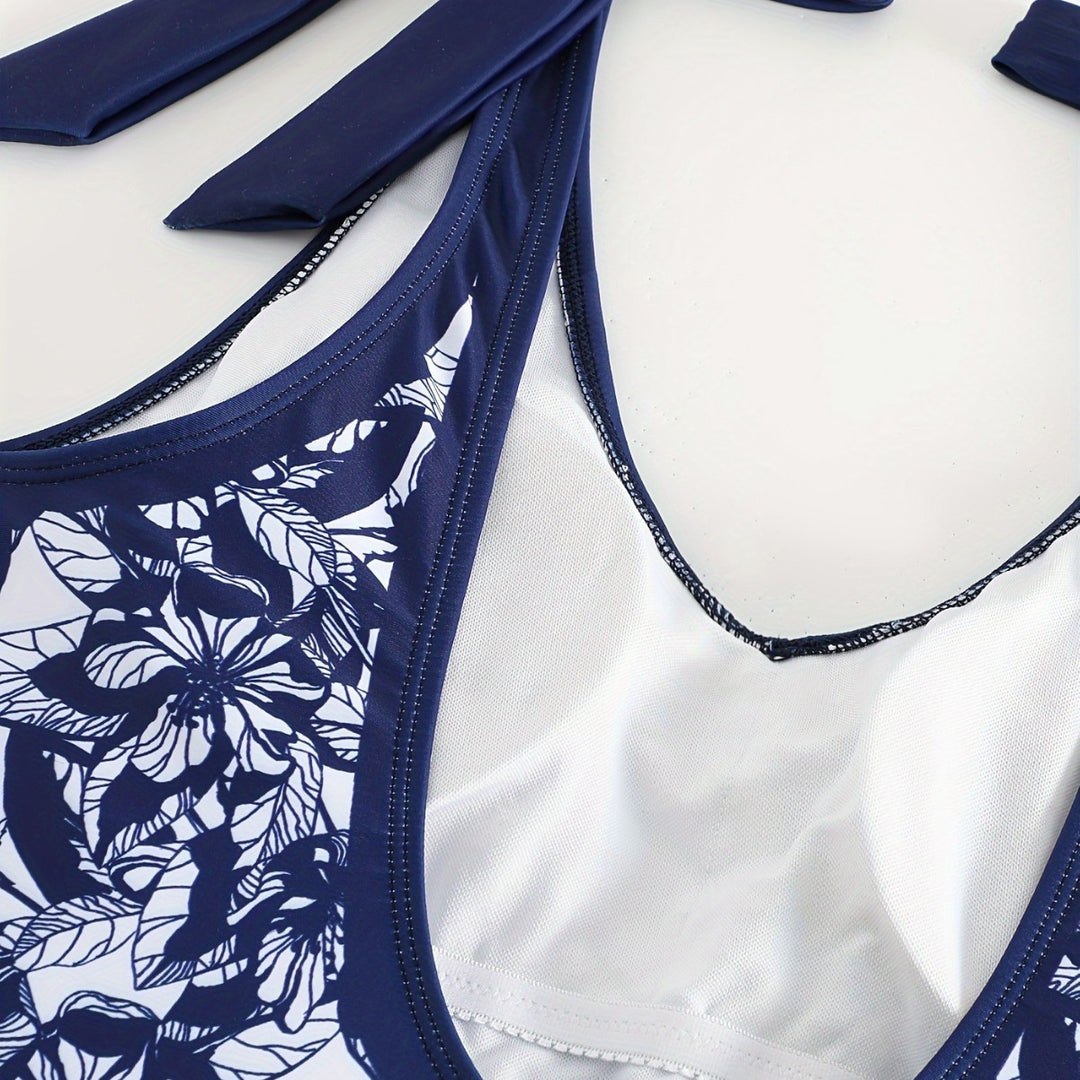 Damen Einteiliger Badeanzug mit floralem Überwurf R&B