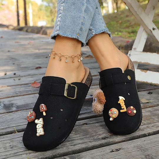 Damen Bequeme Clogs mit süßem Dekor und verstellbarem Riemen R&B